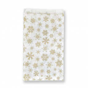 BontaBag 1 kg-os fehér papírtasak arany hópehely design mintával - 100 db