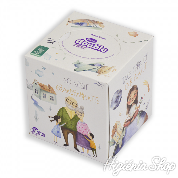 Double Care papírzsebkendő mintás dobozban - 60 db 