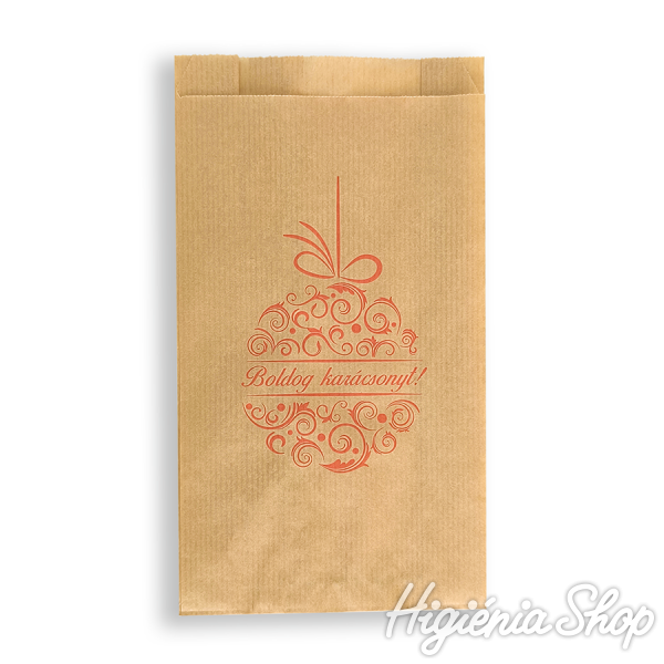 BontaBag 1 kg-os barna papírtasak piros karácsonyi design mintával - 100 db