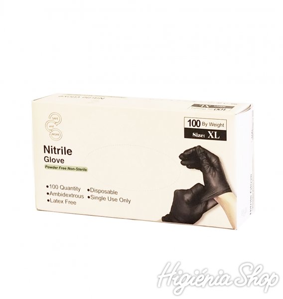 Púdermentes kesztyű nitril XL-es méret fekete (100 db)