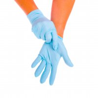 Púdermentes kesztyű nitril M-es méret kék (100 db)