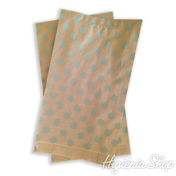 BontaBag 1 kg-os barna papírtasak mentazöld pöttyös design mintával - 100 db